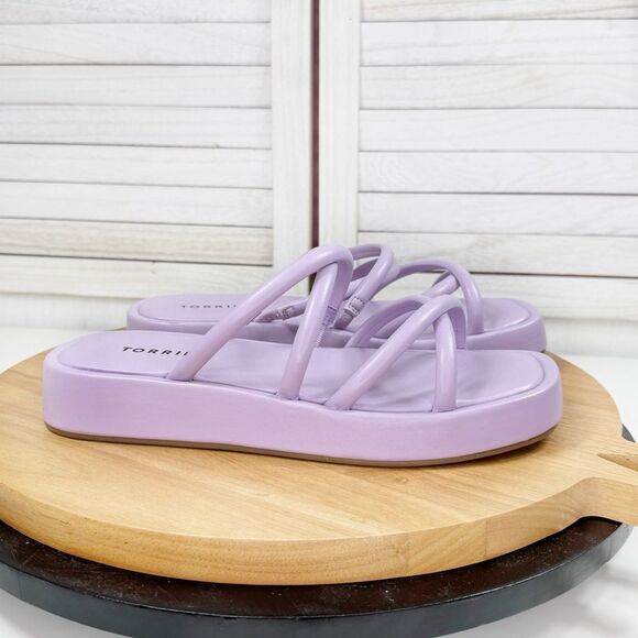 Torrid Strappy Platform Slide Sandals Lavender Purple 8 WW Faux Leather - Picture 9 of 9